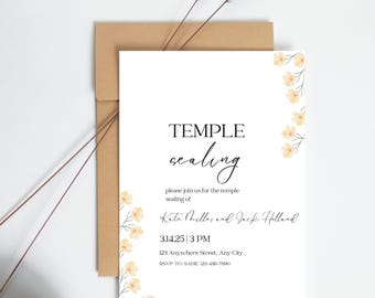 Elegant Temple Sealing Invitation Template. LDS temple sealing. Temple Invite. Canva Template.