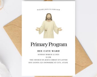 Primary Program Invite. Ward Primary Program. Primary Presentation. Canva Template. Primary Script. Lds Primary Presentation. Canva editable