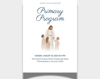 LDS Primary Program Invitation Template, digital download