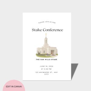 Stake Conference Invitation, General Conference, Conference Program, LDS, Canva Template, Editable Template