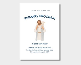 LDS Primary Program Invitation, Template, Digital Download