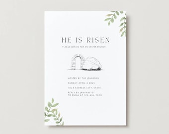 He Is Risen Easter Brunch Invite Template