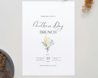 Elegant Floral Mother's Day Brunch Invitation Template (Digital Download)