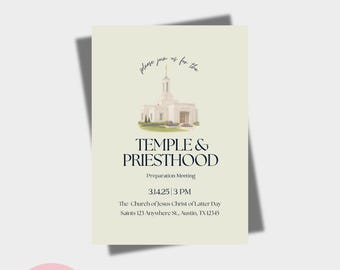 Temple and Priesthood Preparation Meeting, LDS Primary Template, Temple and Priesthood Prep, Editable LDS Primary Invitation, Printable