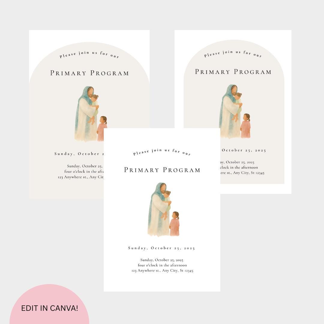 Primary Program Designs Primary Program Invite, Editable Canva Template, LDS Invite, Primary ...