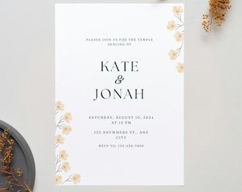 Floral LDS Temple Sealing Invitation