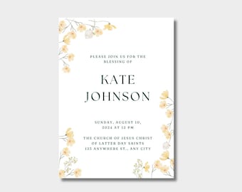 LDS Baby Blessing Invitation, Minimalistic Christening Invite Template, Editable Baptism Invite LDS Blessing Announcement, Mormon Blessing