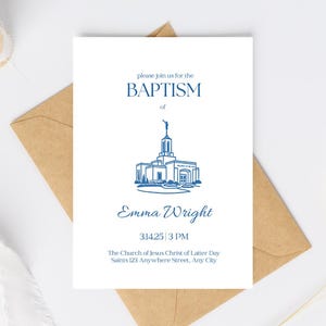 Szablon programu chrztu LDS, zaproszenie na chrzest, zaproszenie na chrzest, niebieski edytowalny szablon