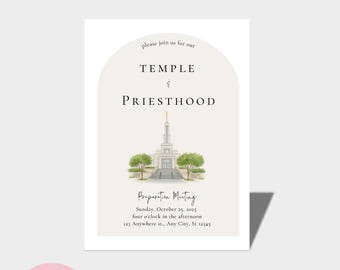 Temple and Priesthood Preparation Meeting Template, Priesthood Invite, Temple Invite, LDS Temple and Priesthood Preview Invitation