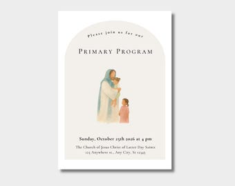 Primary Program Invite, Editable Canva Template, LDS invite, Primary Presentation. Ward Primary Program Script.