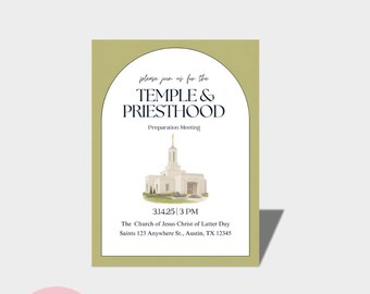 Temple and Priesthood Preparation Meeting Template, Priesthood Invite, Temple Invite, LDS Temple and Priesthood Preview Invitation