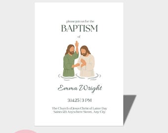 Baptism Invite, LDS Baptism Program, Baptism Template, Church Baptism Invite, Primary Baptism, LDS Baptism Announcement