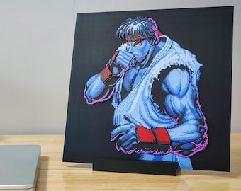 3D Super Street Fighter Ryu Desktop Wall Art - SNES Nostalgia Decor