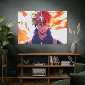 Canvas Print, My Hero Acidemia, Shoto Todoroki and Katsuki Bakugo Art, Anime Home Decor, Hero Academia Poster, Wall Art Print, Japanese