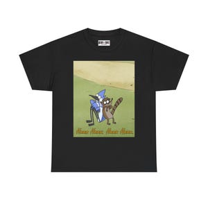 Camiseta unisex de algodón grueso de Cartoon Network Regular Show, ropa informal, regalo para amigos, fanáticos de los dibujos animados, camiseta con gráficos únicos.