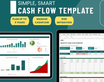 Cash Flow Forecast Template Excel, Expense Tracking Spreadsheet, Business Cash Flow Template, Cost Projection Template, Financier Tracker