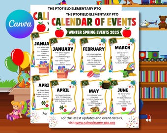 Editable School Calendar Flyer | PTA PTO Events (Canva Template)