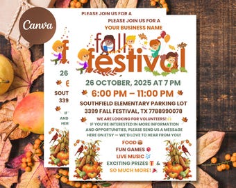 Fall Harvest Festival Invitation | Editable Pumpkin Patch Flyer