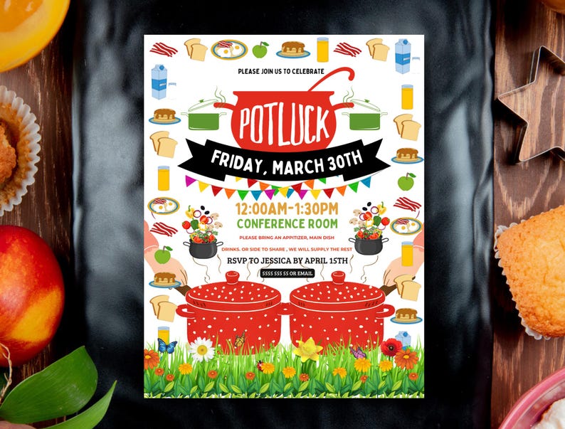 Editable Potluck Invitation Template: DIY Luncheon Flyer (digital ...
