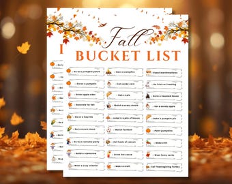Fall Bucket List Printable: Editable Autumn Activities Checklist (Digital Download)