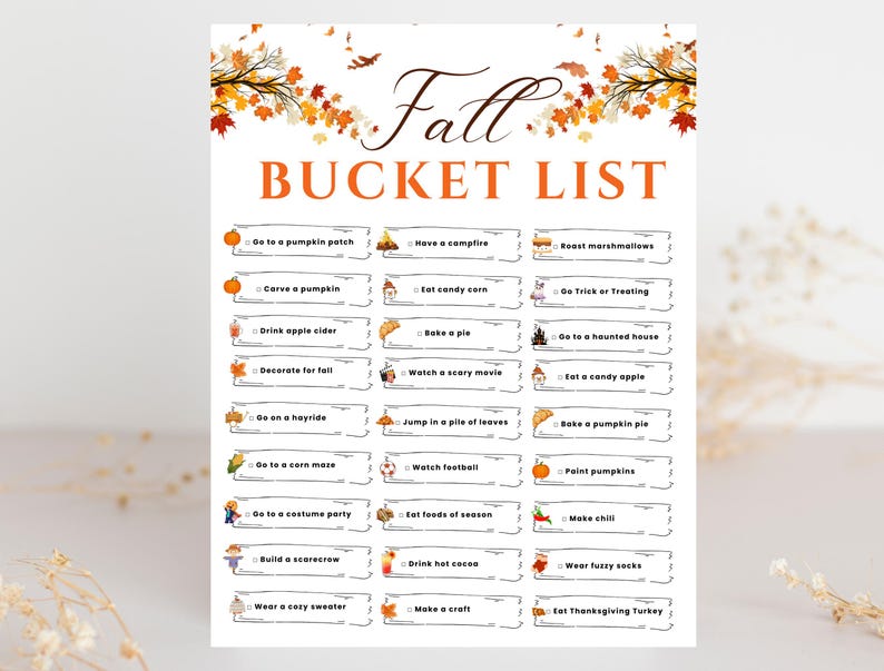 Fall Bucket List Printable: Editable Autumn Activities Checklist ...
