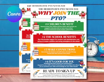 Bearbeitbarer PTO PTA-Recruitment-Flyer: Schule-Freiwilligen-Newsletter (Digitaler Download)