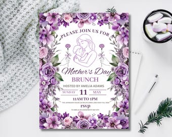 Floral Mother's Day Brunch Invitation: Editable Canva Template (Digital Download)