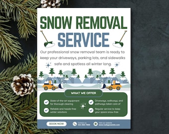Schneeräumung Flyer Vorlage, bearbeitbares Winter Plowing Design (Canva)