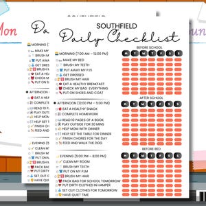 Editable Daily Checklist for Kids – Printable Responsibility Chart – Before & After School Routine Chart Kids Daily Planner - Daily Routine