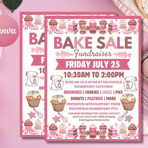 Editable Bake Sale Flyer Template | School Fundraiser Poster | Church Bake Sale Invitation | PTA PTO Event Flyer EditableDIY Bake Sale Flyer