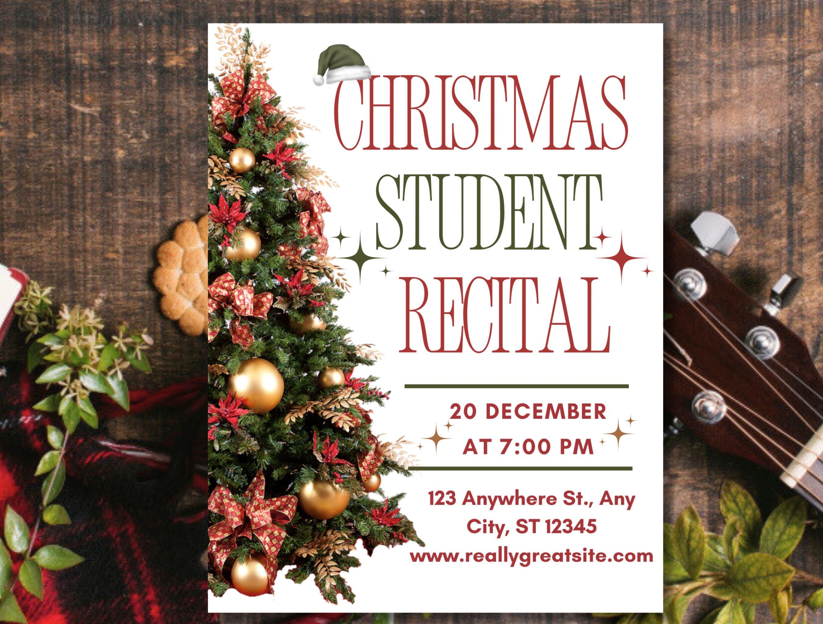 Christmas Music Recital Program Template | Editable Canva Printable - Etsy