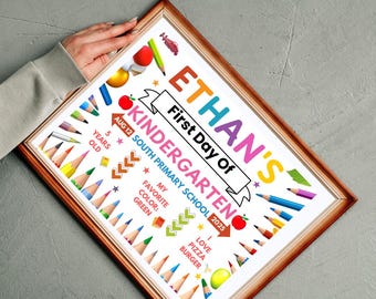 Editable First Day of School Sign | Reusable Back to School Photo Prop (Digital Download)