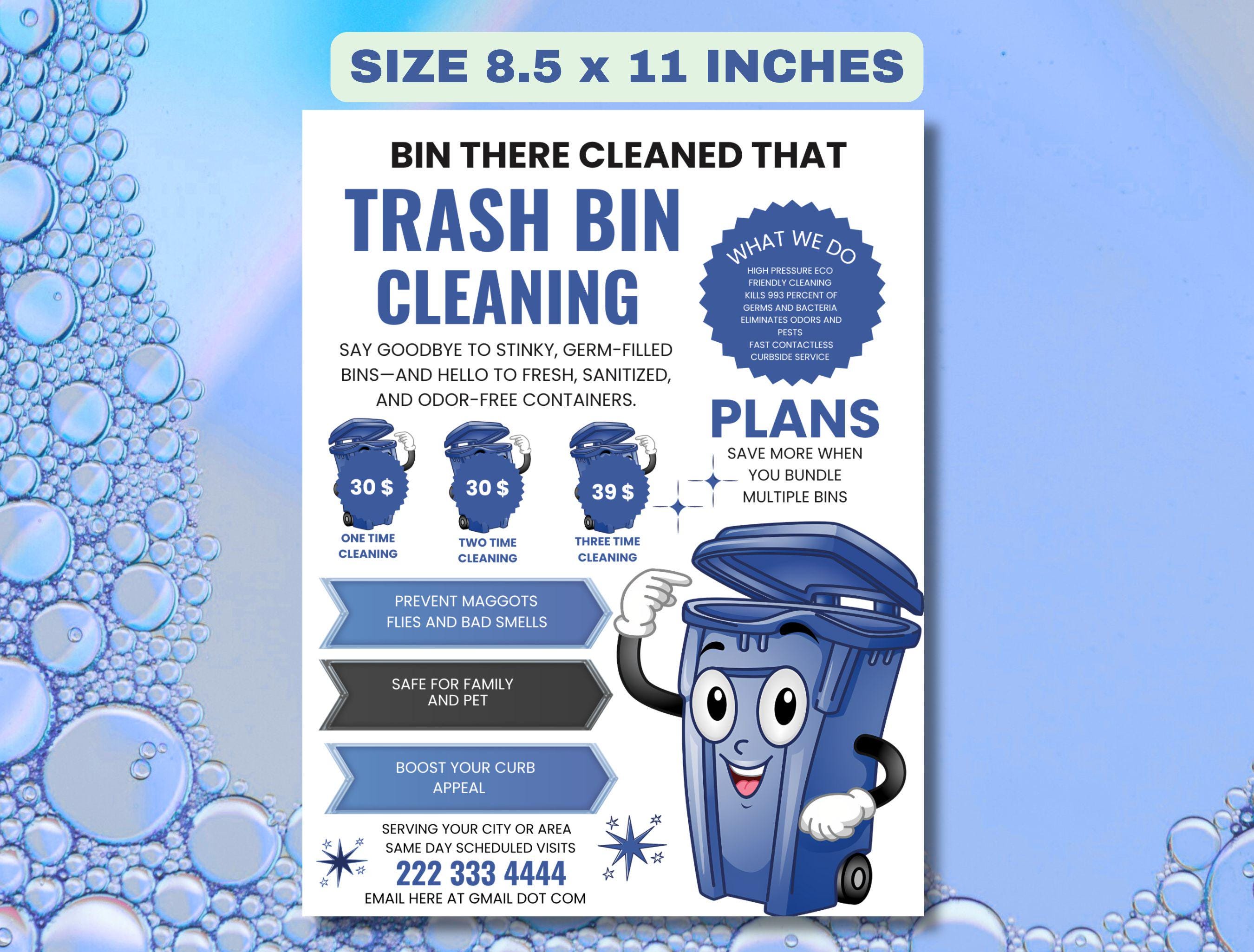 Trash Bin Cleaning Flyer Template: Editable Canva Ad (instant Download ...