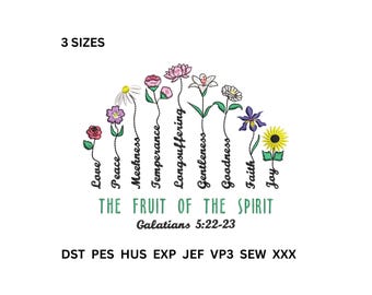 Fruit of the Spirit Embroidery Design: Galatians Bible Verse (Instant Download)