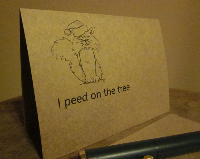Bad Cat Christmas Card i Peed on the Tree Etsy