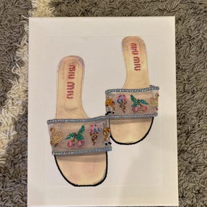 Bedazzled wall art canvas - Miu Miu summer heels
