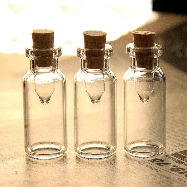 Strange Clear Glass Vials with two Openings, With Corks, Bizarre, Smaller Style
