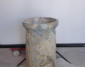 Luxury Full Height Marble Pedestal Sink, Handcrafted 90cm Stone Basin, Natural Stone Washbasin, Elegant Vanity Sink, Marble Décor