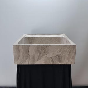 Tundra Grey Marble Sink, Luxury Bathroom Basin, Natural Stone Washbasin, Elegant Vanity Sink, Italian Marble Handmade