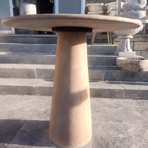 Custom Handcrafted Travertine Table, Round Stone Dining Table, Sculptural Marble Table, Personalised Minimalist Furniture image 3