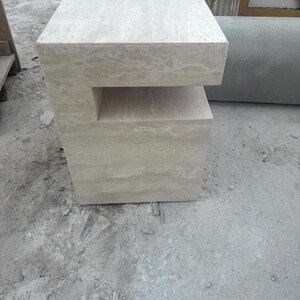 Handcrafted Beige Travertine Table, Natural Stone Coffee Table, Sculptural Side Table, Modern Minimalist Accent, Custom Furniture image 7