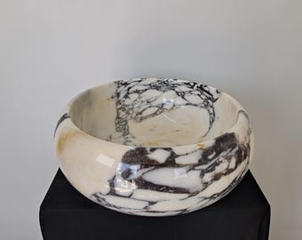 Luxury Bathroom Stone Basin, Handmade Marble Vanity Sink, Natural Stone Washbasin, Elegant Vanity Sink, Calacatta Viola Round Marble Sink