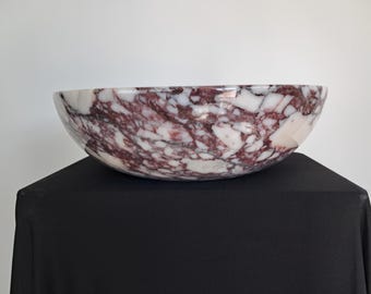 Rosso Levanto Marble Vessel Sink, Round Polished Stone Basin, Luxury Marble Vanity Sink, Natural Stone Washbasin,Handmade Elegant Sink