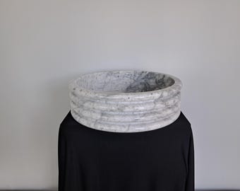 Handcrafted Calacatta White Marble Sink, Round Vessel Basin, Elegant Natural Stone Bathroom Vanity, Luxury Bathroom Basin, Stone Washbasin