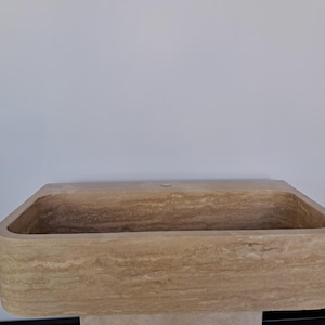 Handcrafted Beige Travertine Sink, Rustic Design, Luxury Bathroom Basin, Natural Stone Washbasin, Elegant Vanity Sink, Travetine Décor