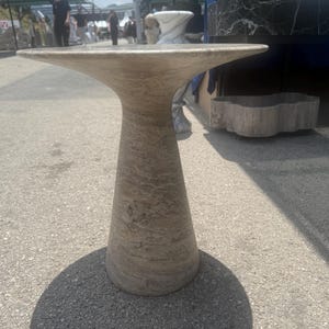 Custom Silver Travertine coffee Table, Conic Base Marble Accent Table, Modern Minimalist Sculptural End Table, Handcrafted Stone Furniture