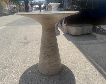 Custom Silver Travertine coffee Table, Conic Base Marble Accent Table, Modern Minimalist Sculptural End Table, Handcrafted Stone Furniture