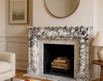 Handcrafted Calacatta Viola Marble Fireplace Mantel, Hand Carved Marble Fireplace,  Stone Fireplace Larkhall Surround