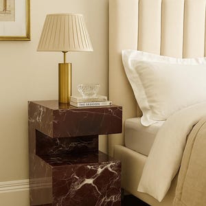 Handcrafted Rosso Levanto Marble Side Table, natural Stone Coffee Table, Sculptural Side Table, Modern Minimalist Accent, Custom Furniture