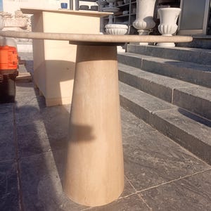 Custom Handcrafted Travertine Table, Round Stone Dining Table, Sculptural Marble Table, Personalised Minimalist Furniture image 13